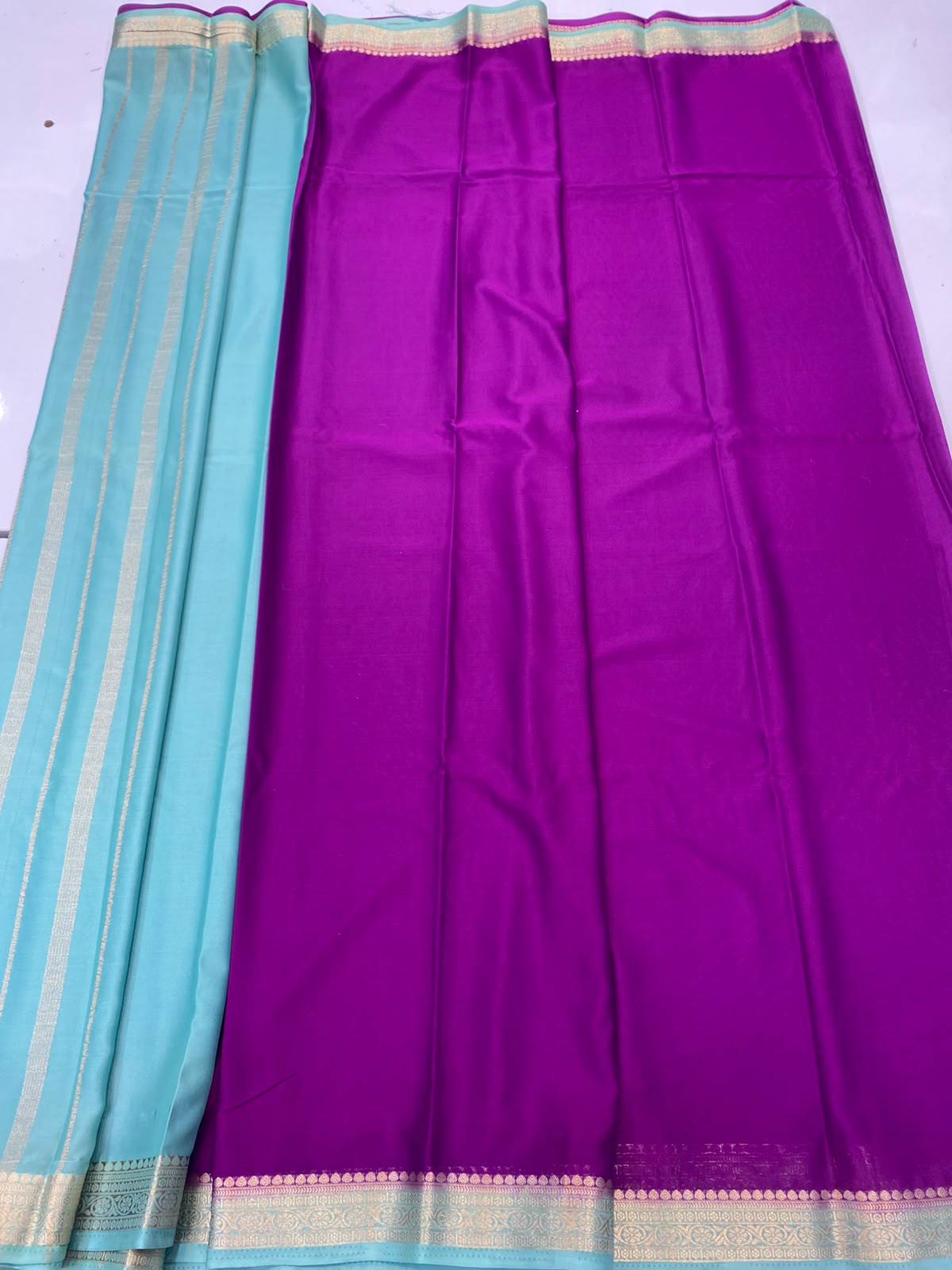 Mysore Crepe Zari Border Saree(3789-R22)