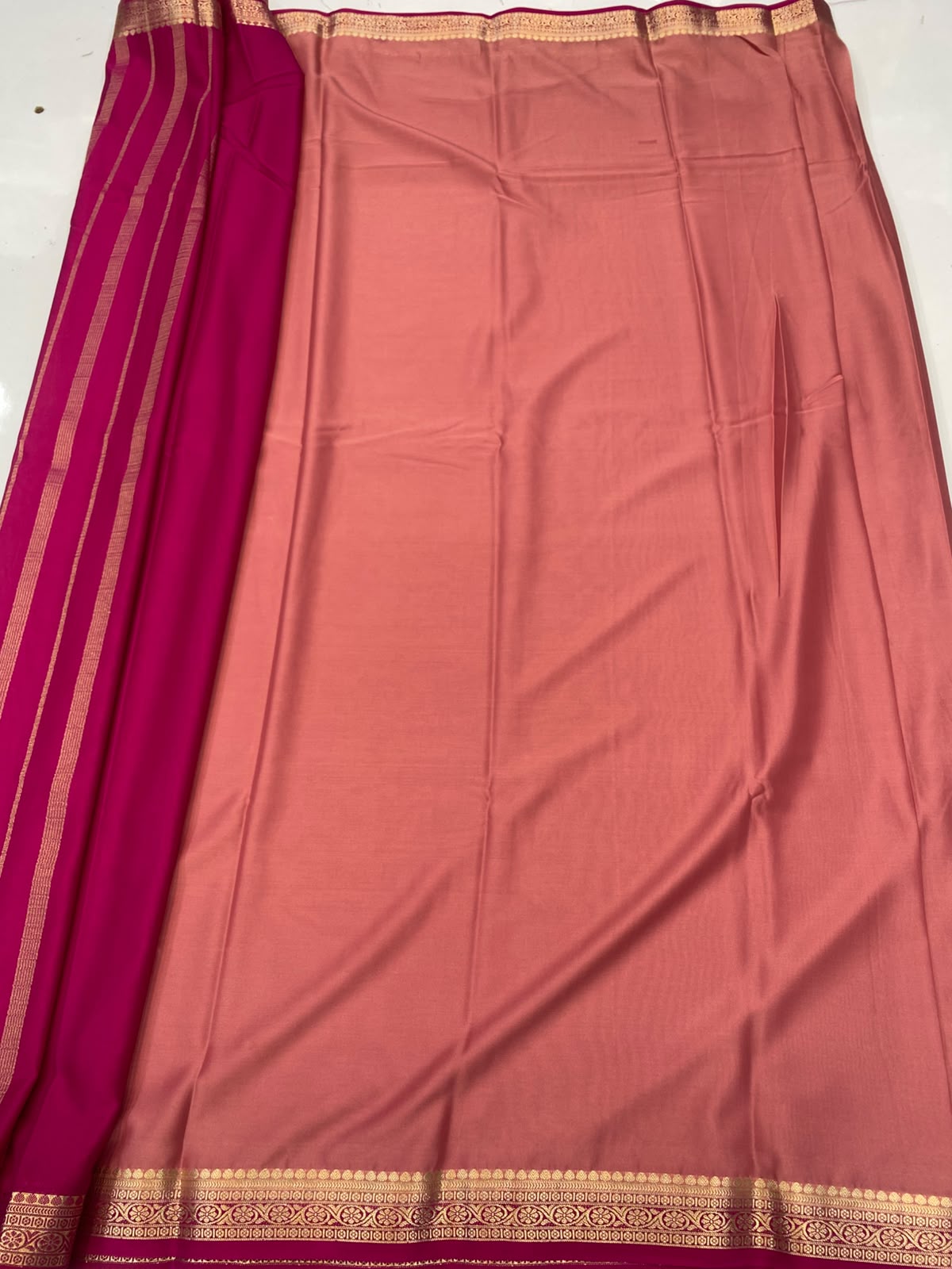 Mysore Crepe Zari Border Saree(3789-R22)