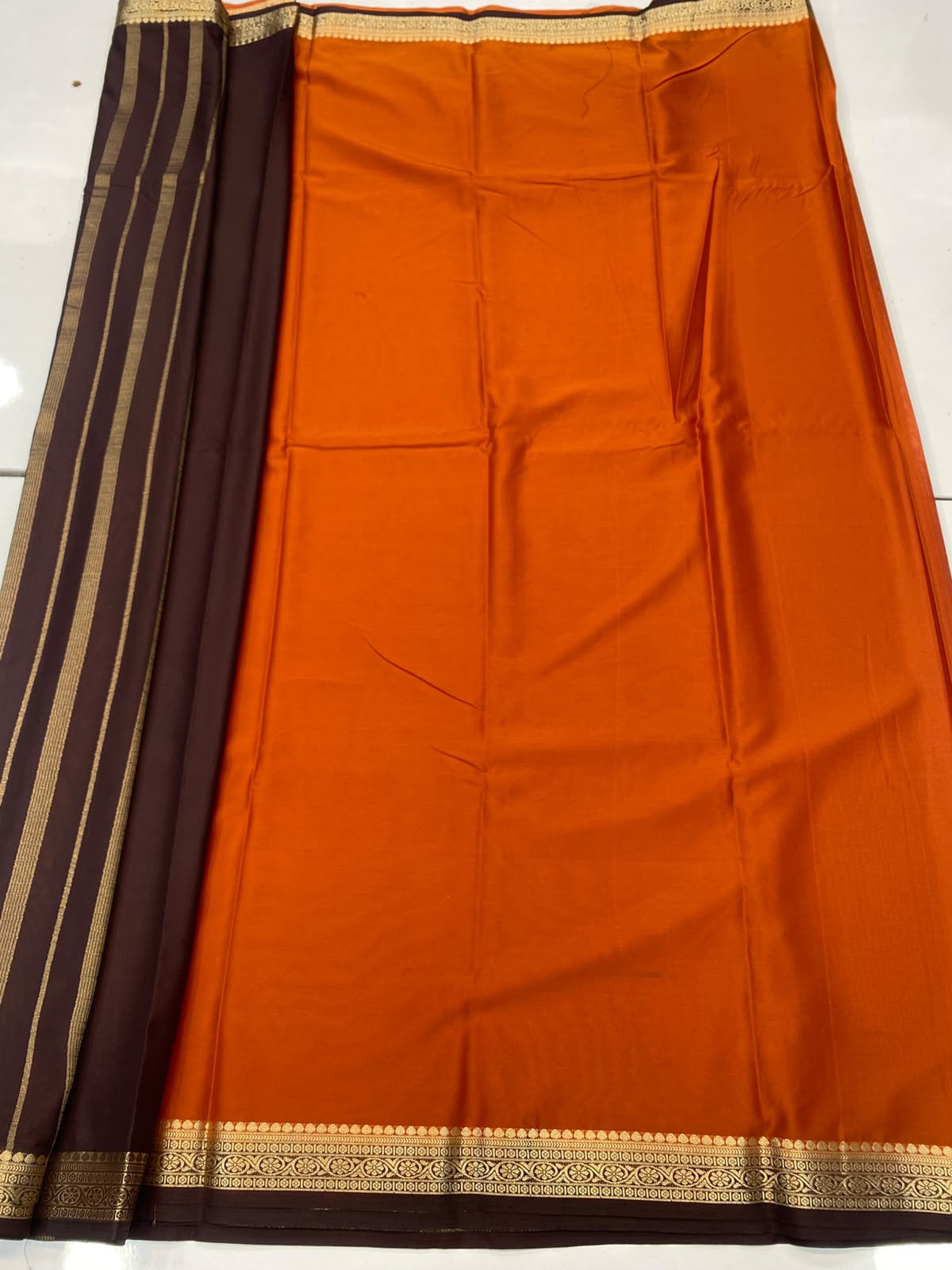 Mysore Crepe Zari Border Saree(3789-R22)