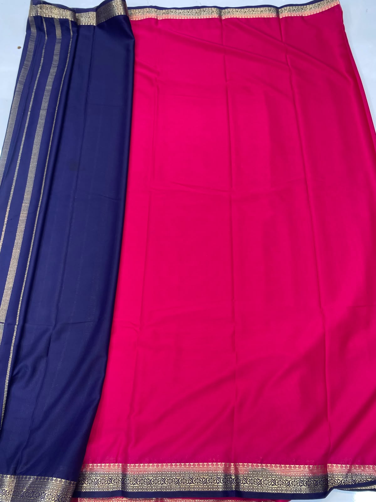 Mysore Crepe Zari Border Saree(3789-R22)