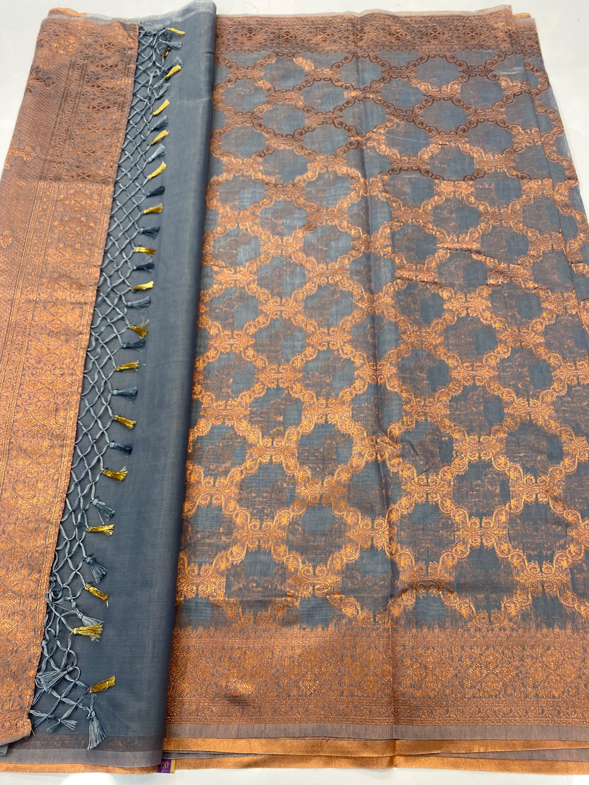 Soft Cotton Silver Butta Saree(3791-R4)