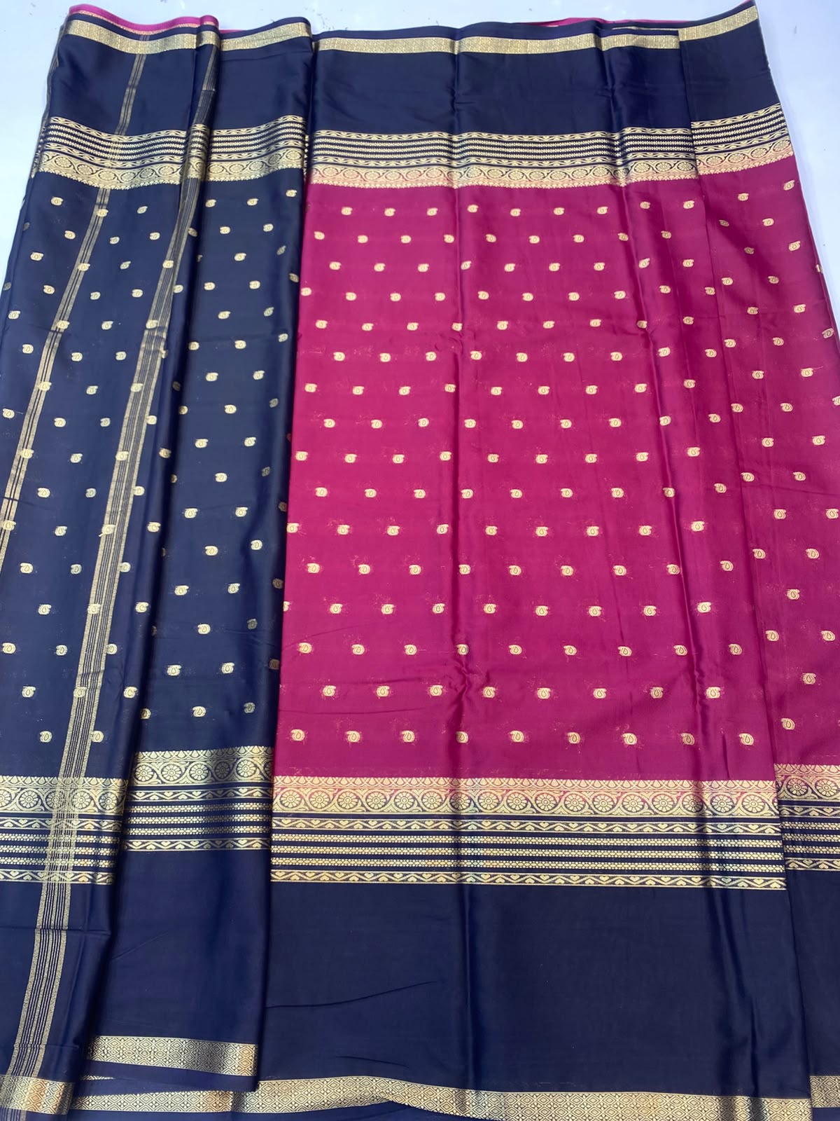 Mysore Crepe Zari Border Saree (3545-R9)