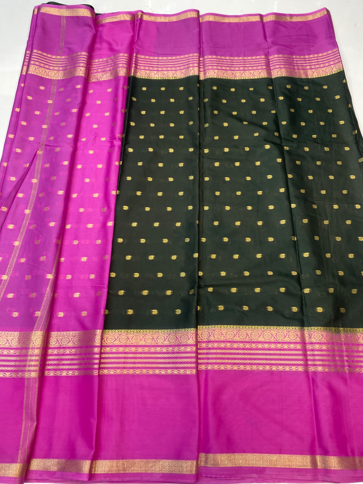 Mysore Crepe Zari Border Saree (3545-R9)
