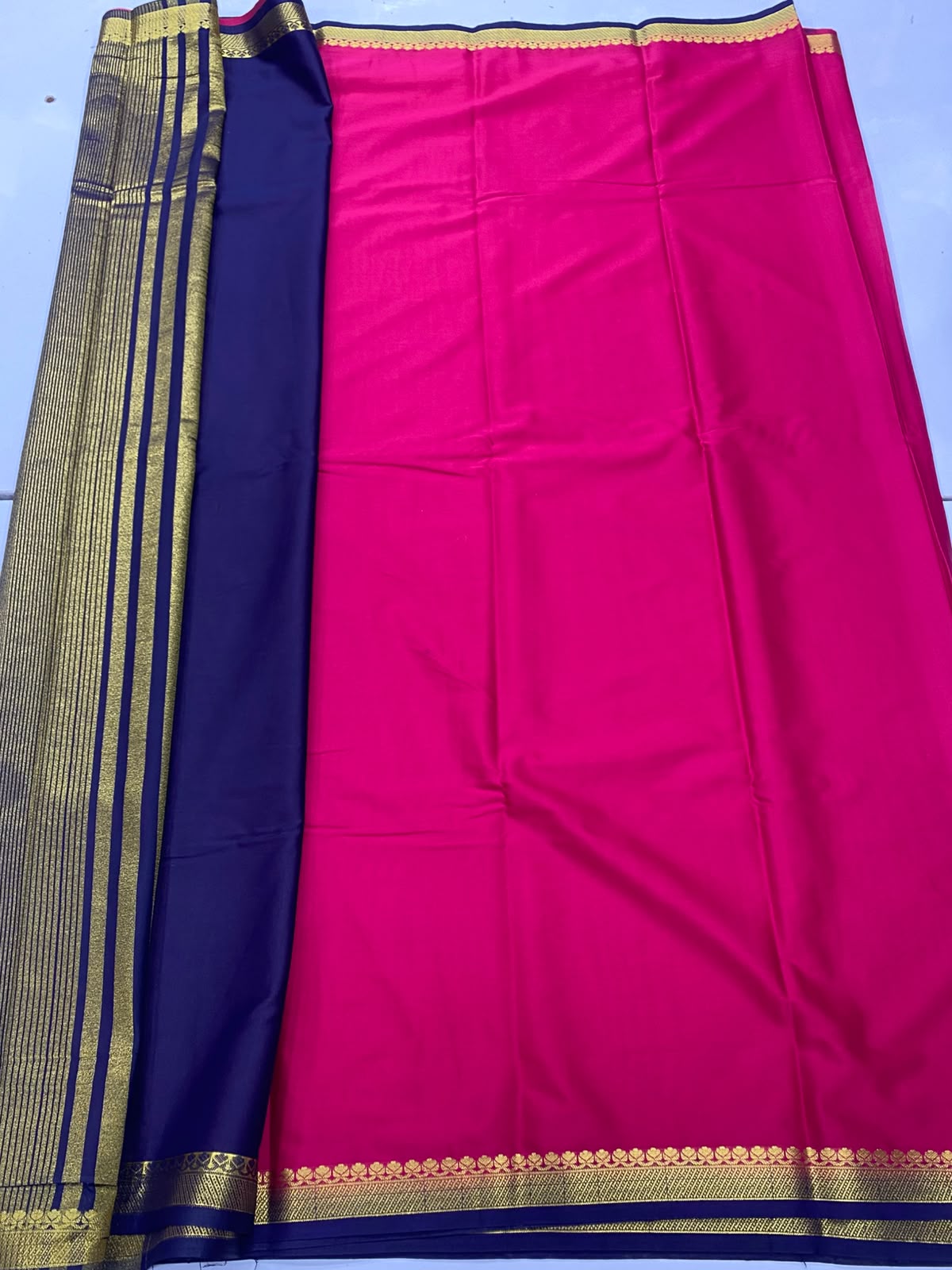 Mysore Crepe Zari Border Saree(3789A-R23)