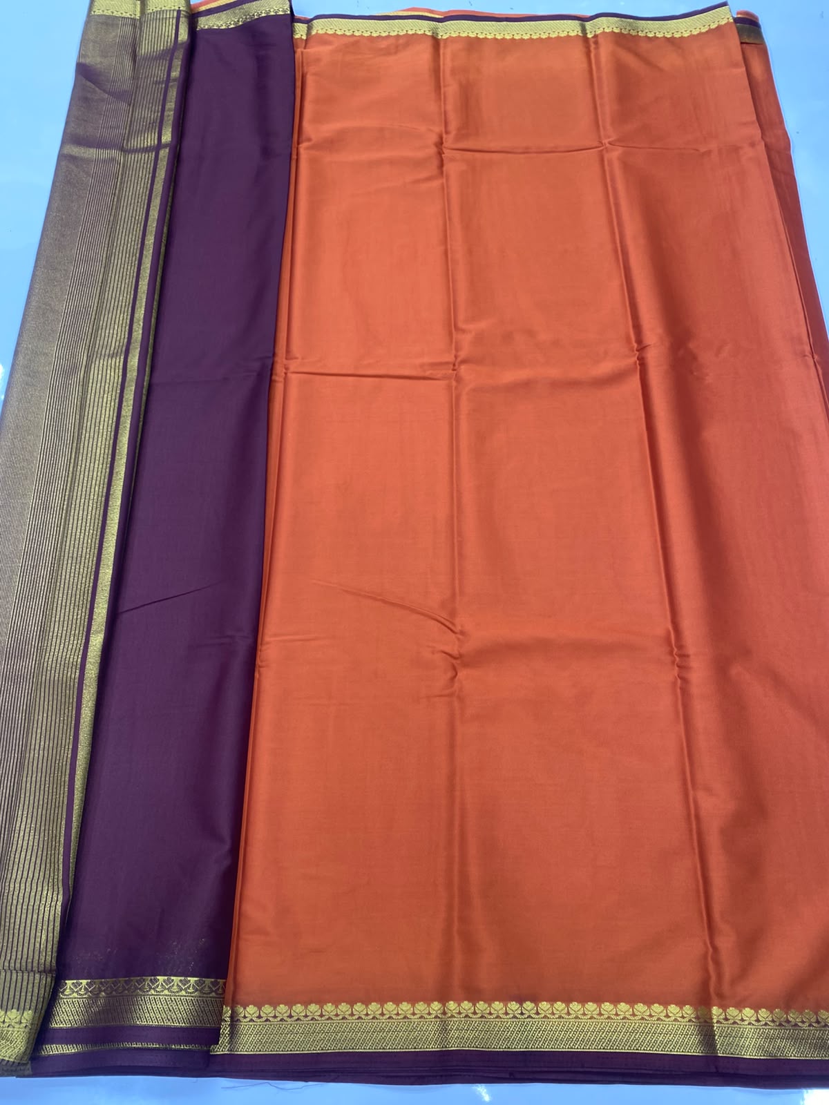 Mysore Crepe Zari Border Saree(3789A-R23)