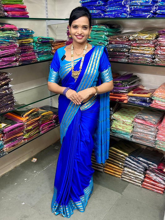 Crepe Royal Blue Saree (2426F-1)