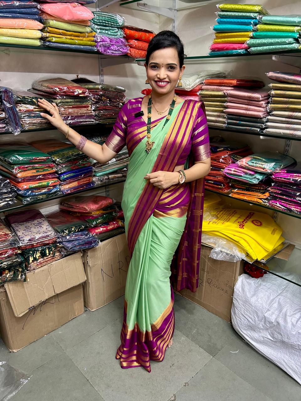 Crepe Premium Saree  Contrast Blouse (2510A)