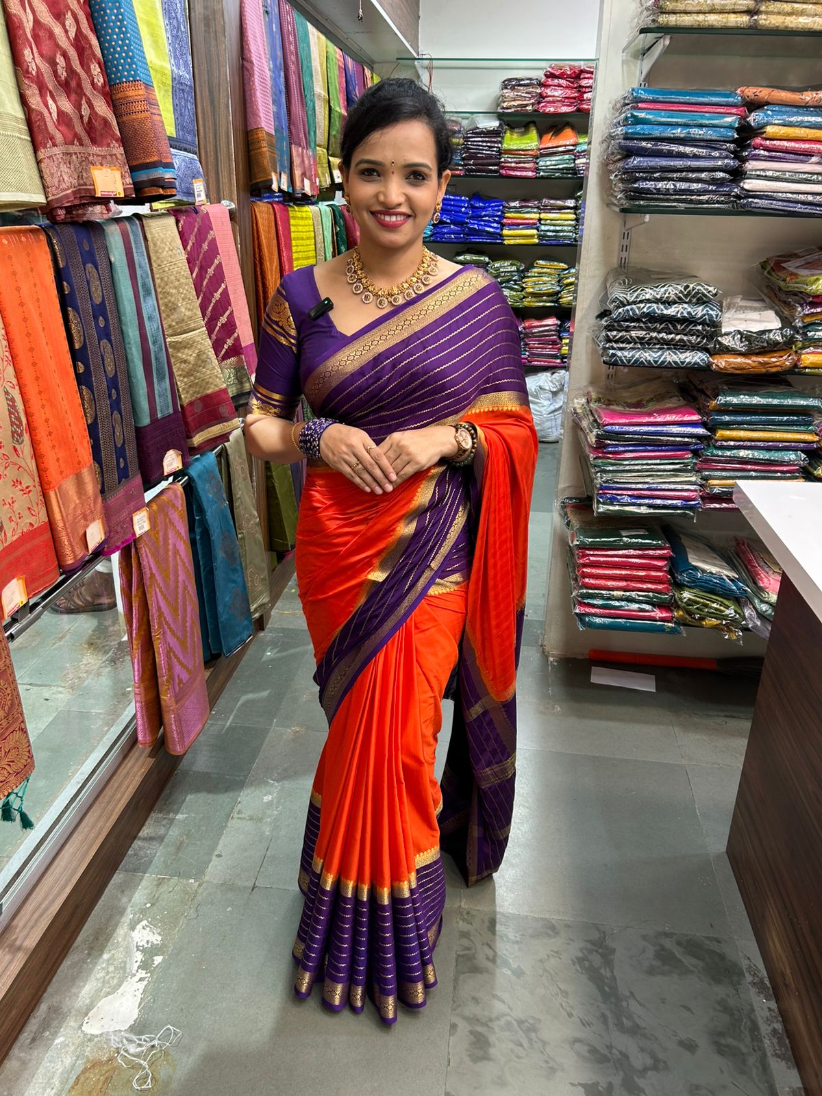 Mysore Crepe Big Border Saree (2800)