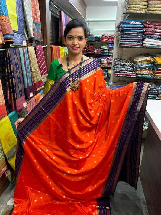 Mysore Crepe 2D Butta Orange Saree (2847)