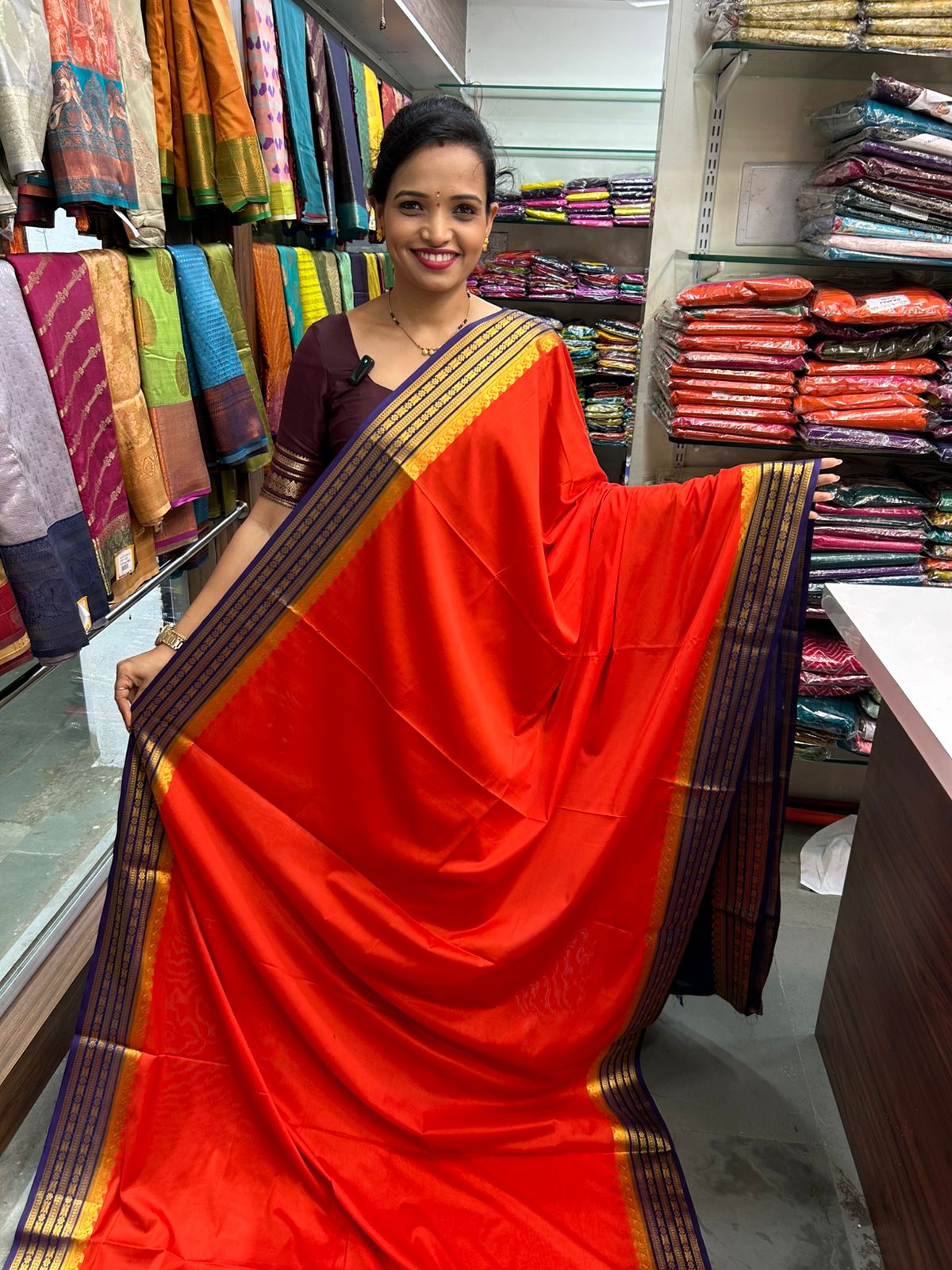 Mysore Crepe 2D Orange Saree (2766)