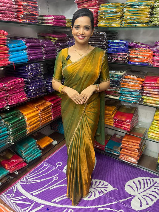 Fancy Soft Shimmer Saree Dual Golden Saree(2868)