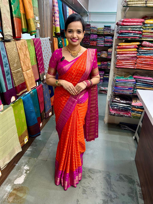 Mysore Crepe Checks Saree (2881)