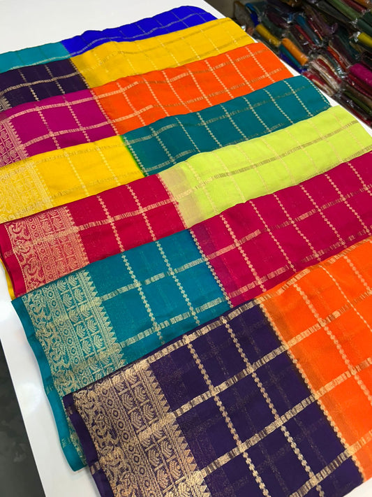 Mysore Crepe Checks Saree (2892)