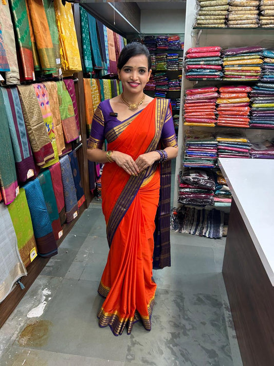 Mysore Crepe 2D Orange Saree (2766)