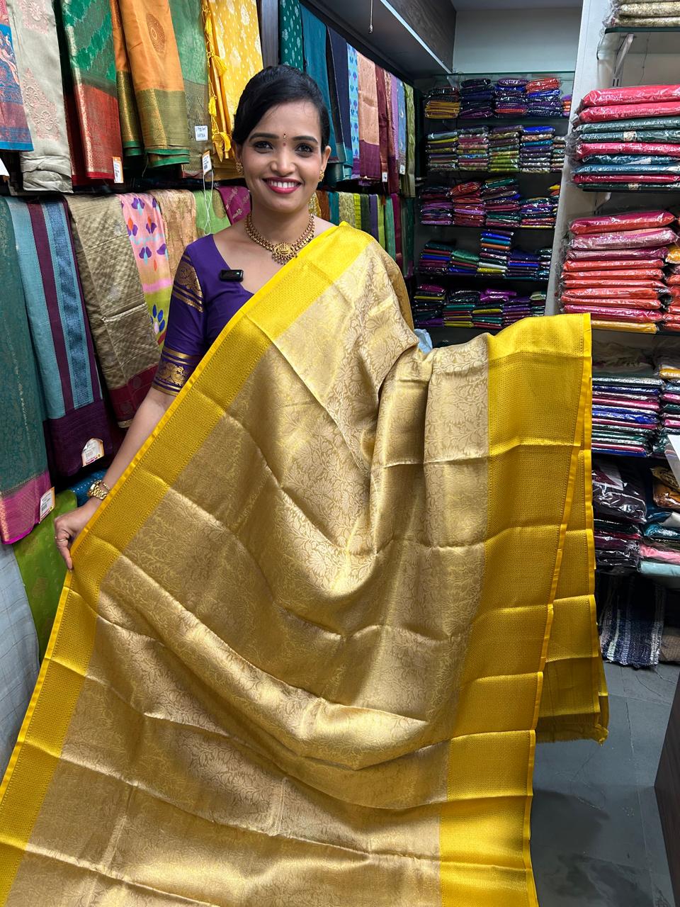 Semi Silk Gold Brocket Saree (2906)