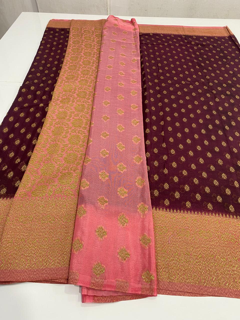 Khaddi Georgette Neem Zari Saree (2971)