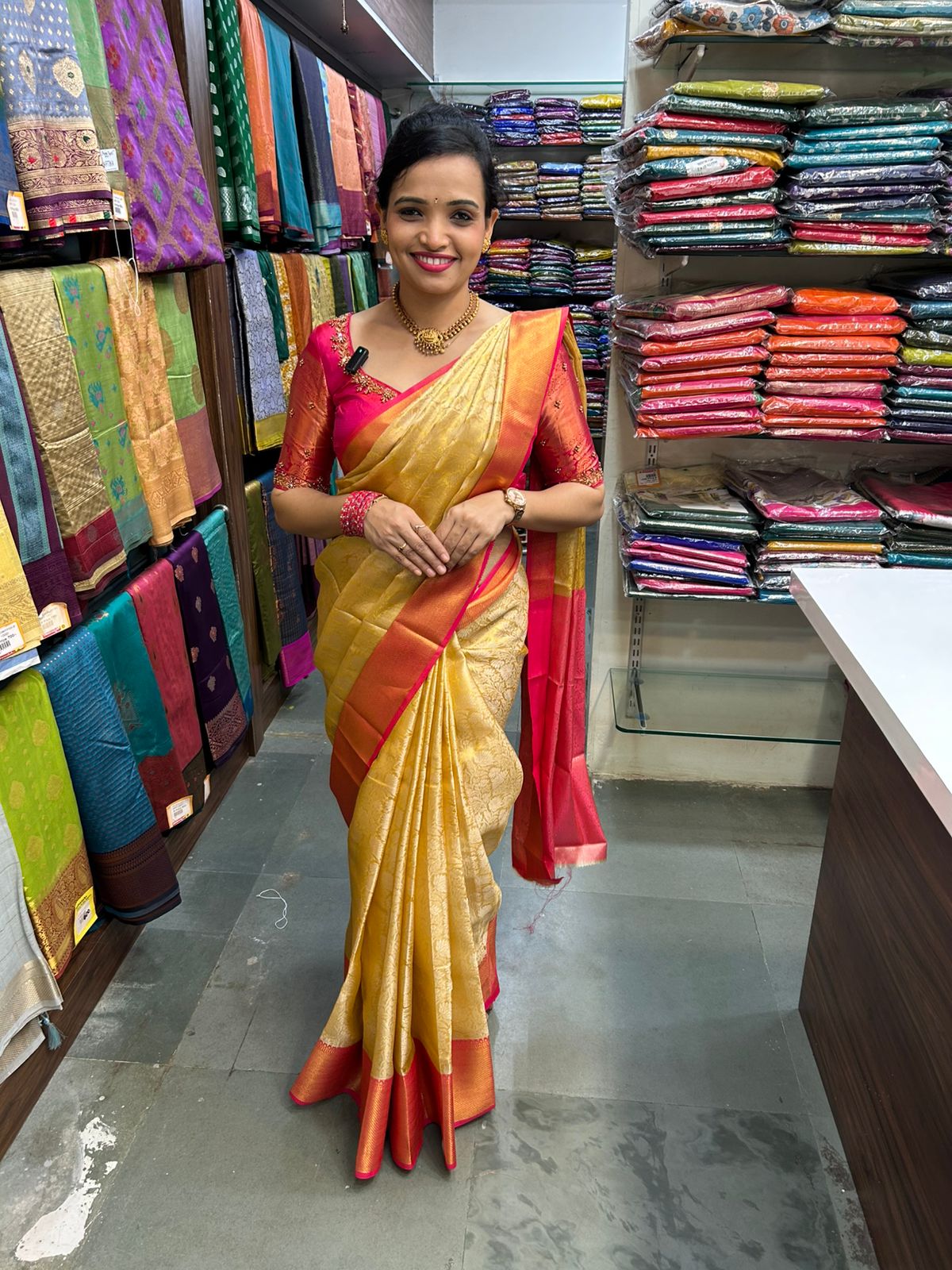 Semi Silk Gold Brocket Saree (2993)