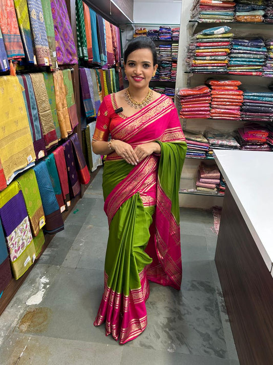 Mysore Crepe Bentex Border Saree  ( 2999-R )
