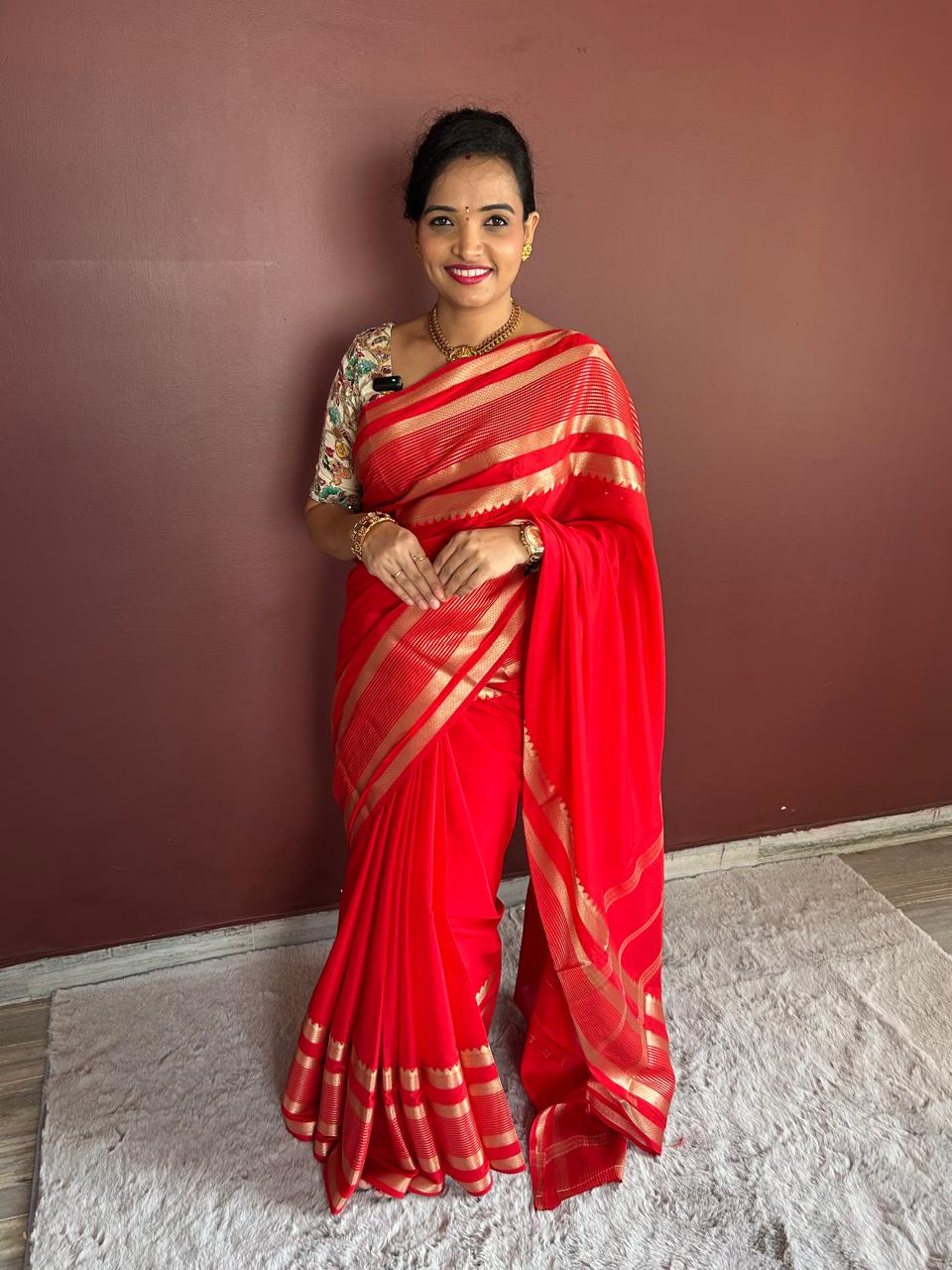Mysore Crepe Self Bentex Border Saree (3144)