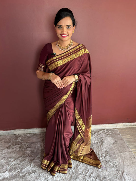 Mysore Crepe Chocolate Saree (2953)