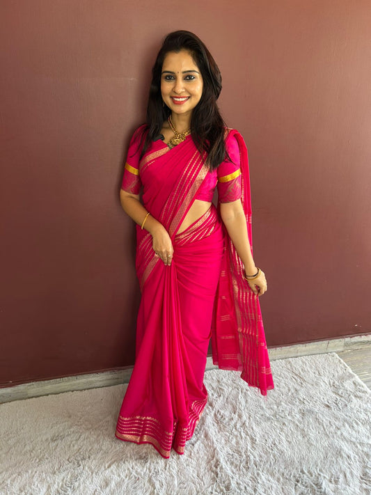 Mysore Crepe Rani Self Saree(3222)