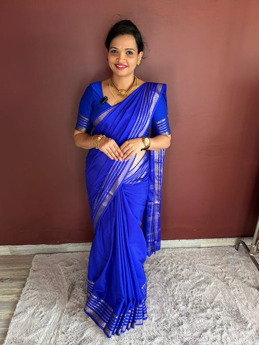 Mysore Crepe Royal Blue Saree(3221)
