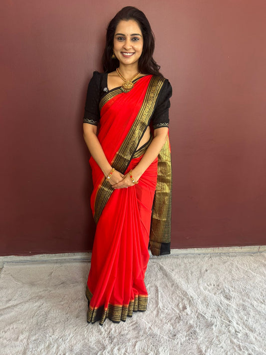 Mysore Crepe Zari Border Saree ( 3243-R12 )