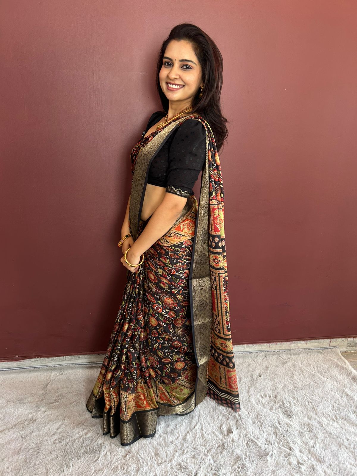 Fancy Georgette Print Saree(3210C)