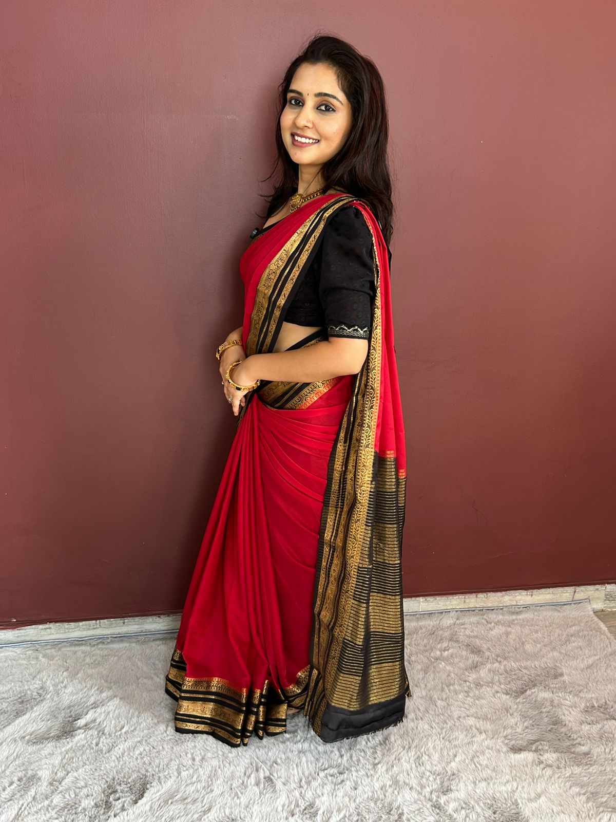Mysore Crepe Zari Border Saree(3247)