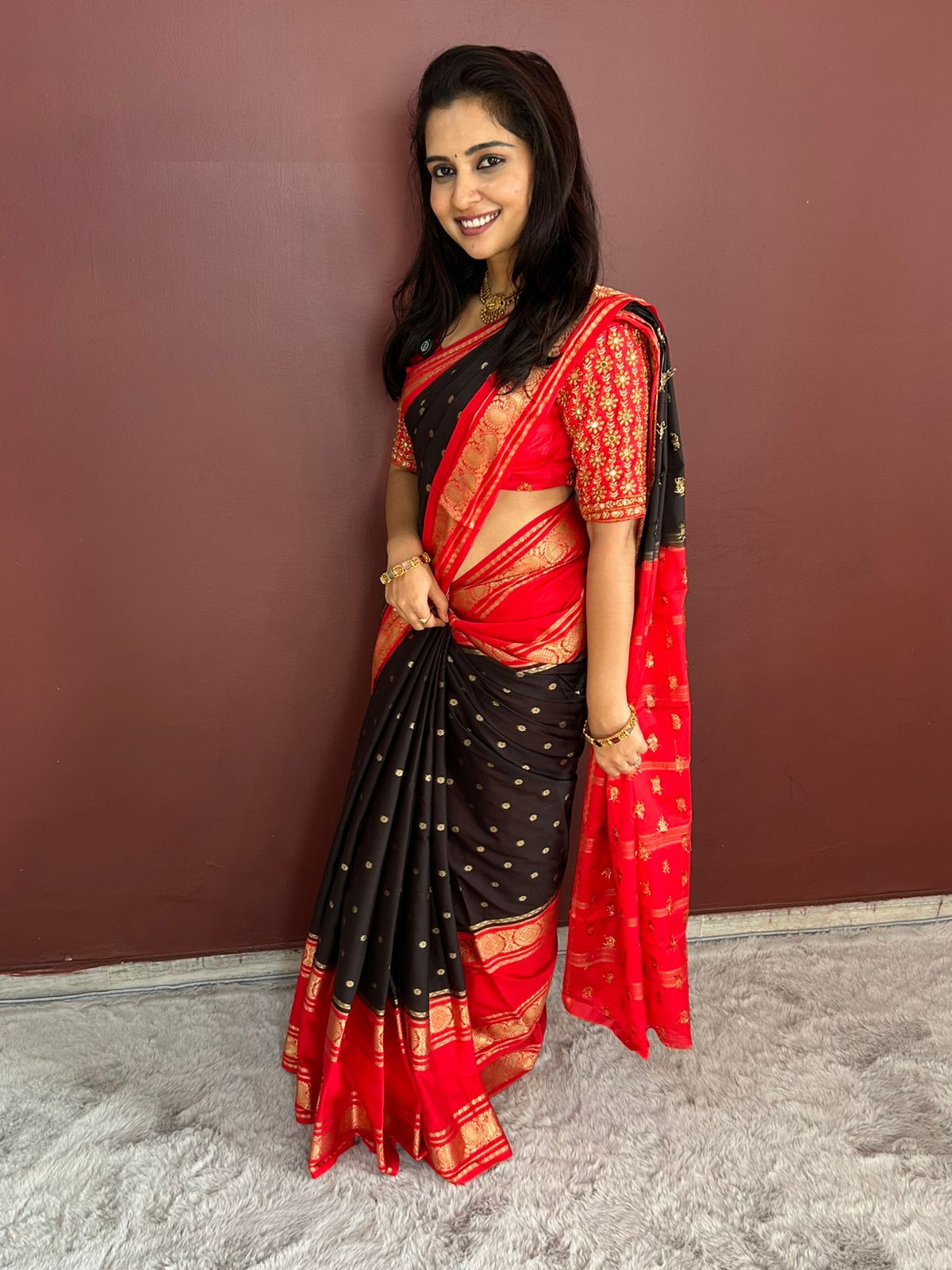 Mysore Crepe Butta Saree  (3131)