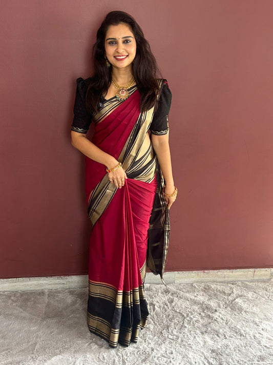 Mysore Crepe Bentex Border Saree ( 3343-R17 )
