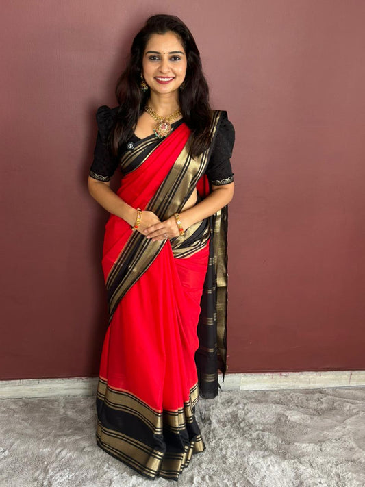 Mysore Crepe Bentex Border Saree ( 3340-R16 )