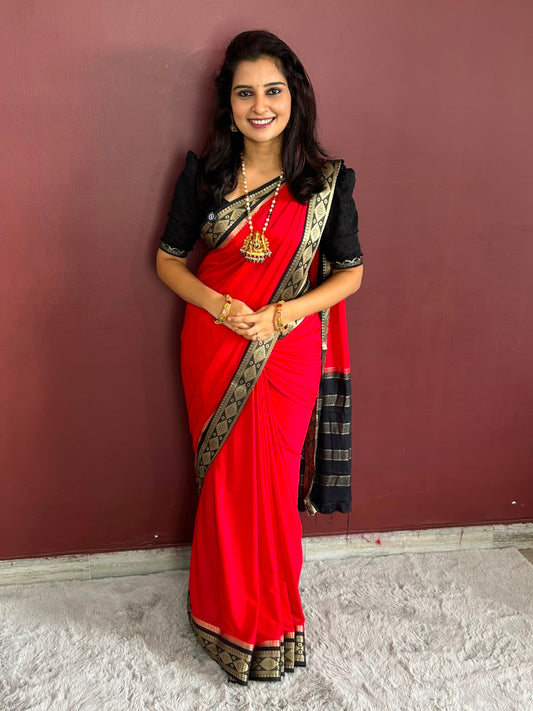 Mysore Crepe Zari Border Saree ( 3337-R24 )
