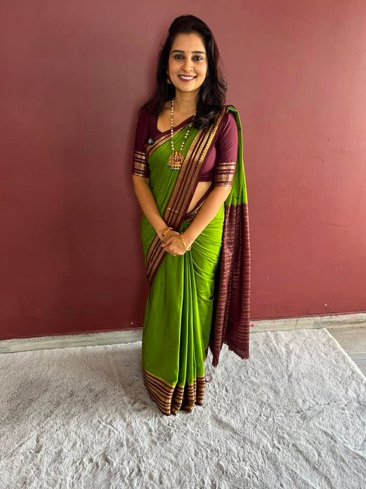 Mysore Crepe Zari Border Saree  ( 3402A-R38 )
