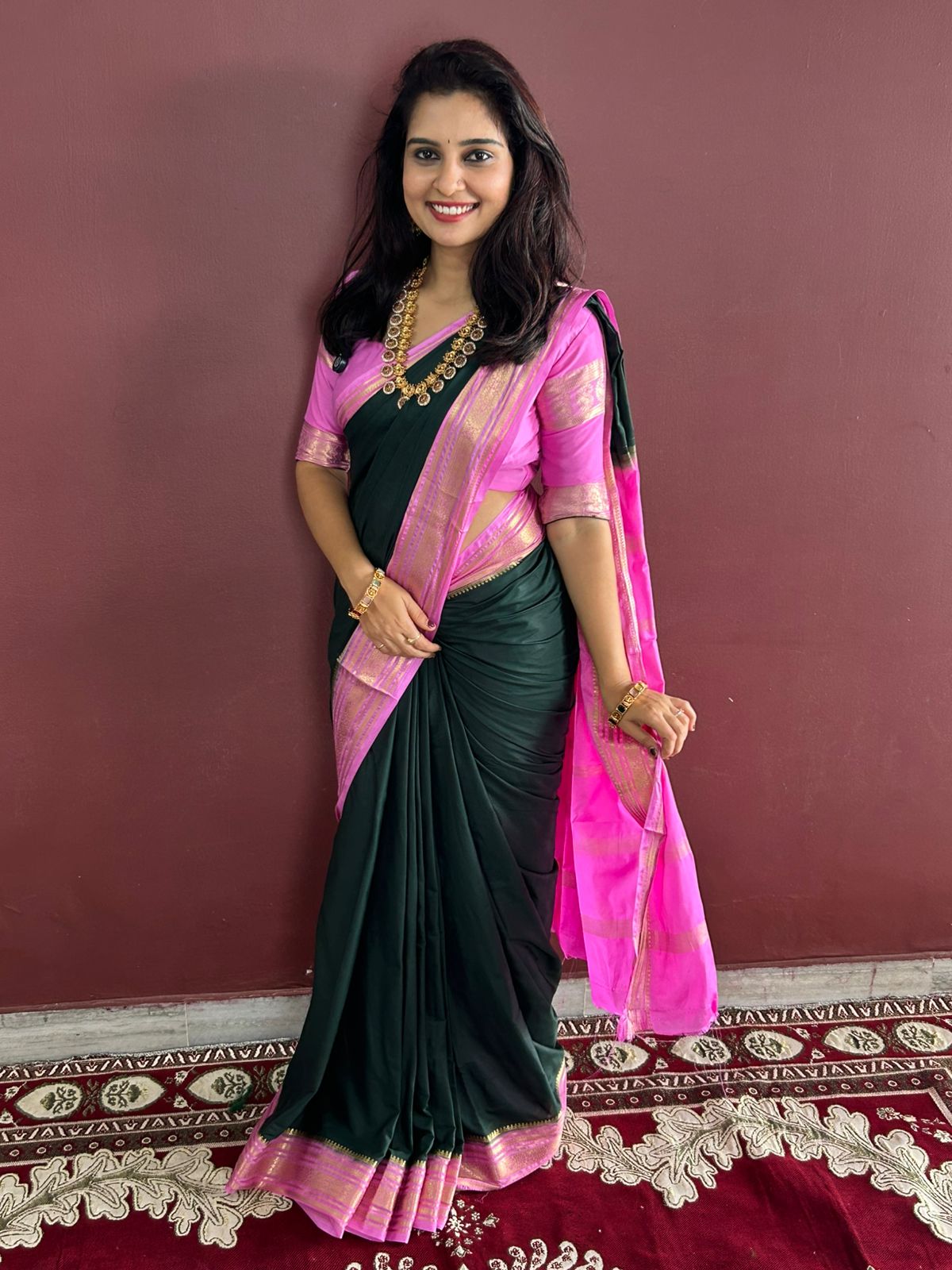 Mysore Crepe Zari Border Saree (3455C-R17)