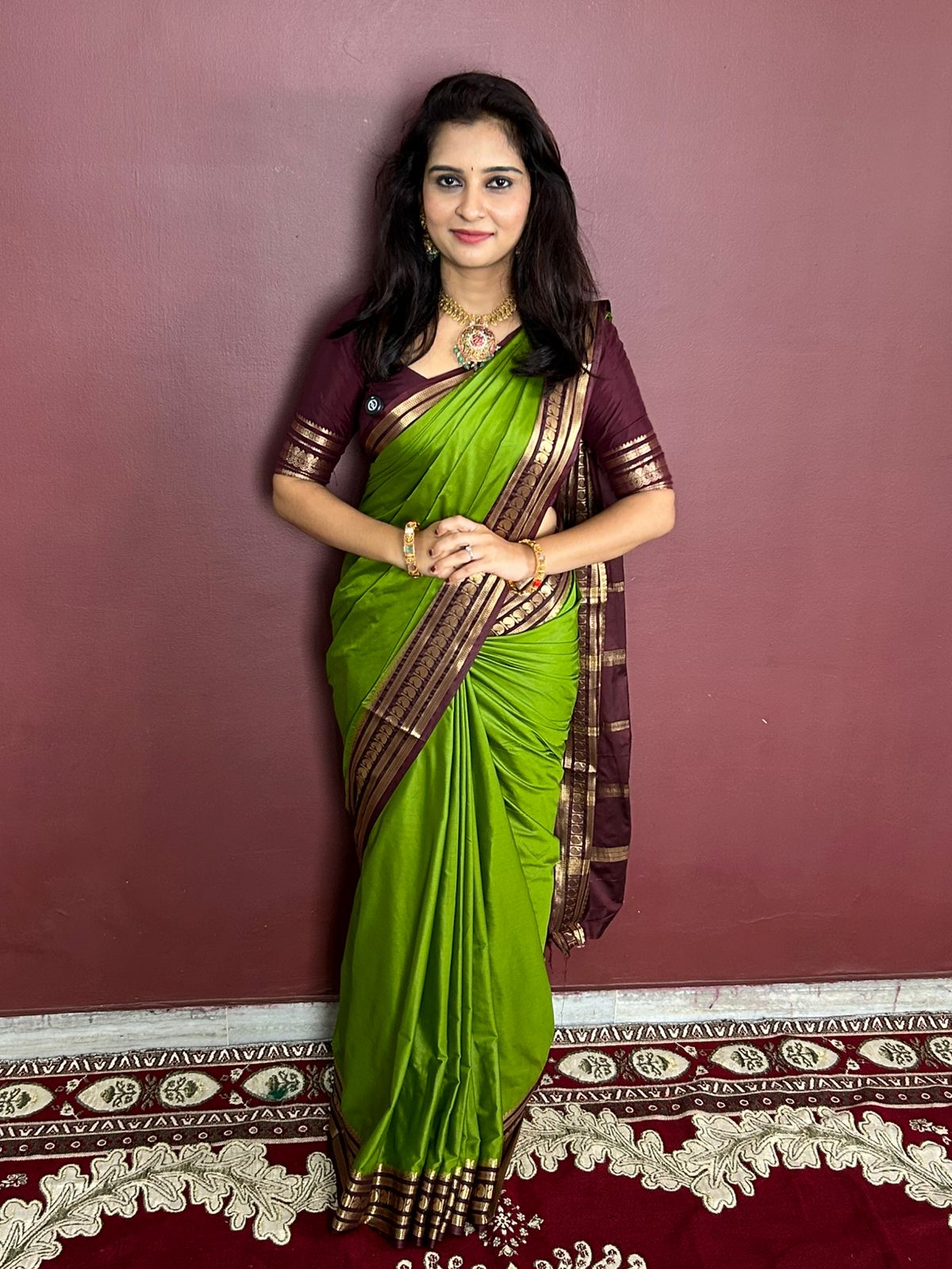 Mysore Crepe Zari Border Saree  (3445-R27)